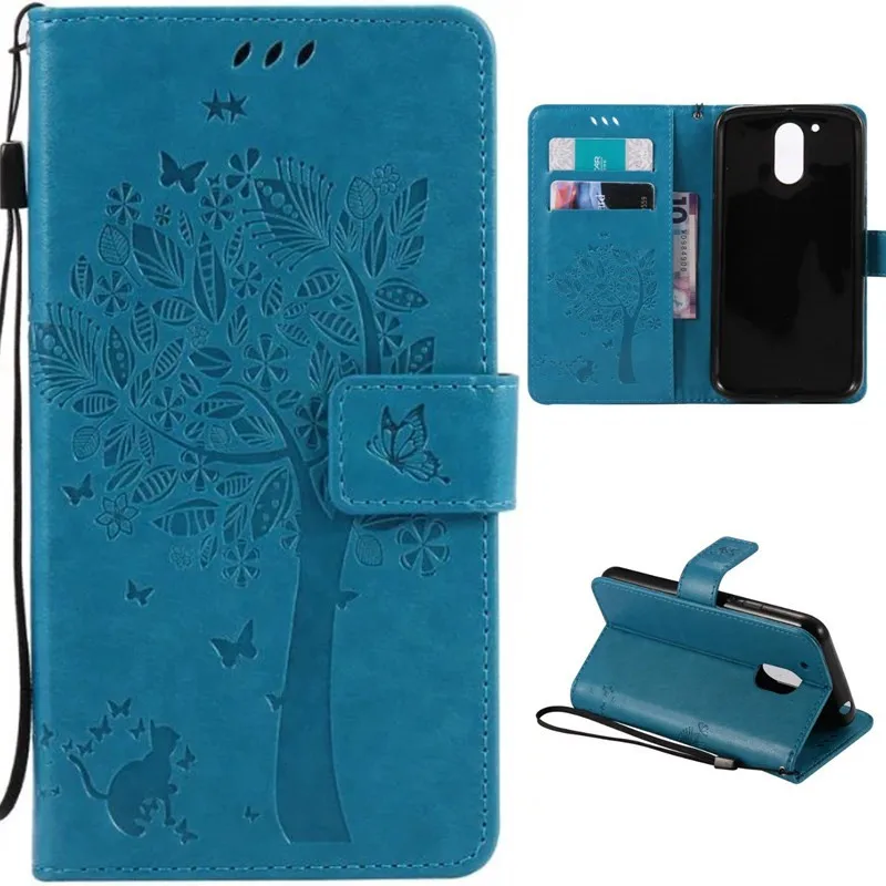 Роскошный милый мультяшный кошелек с надписью Love Cat and Tree флип-чехол для Motorola Moto G2 G