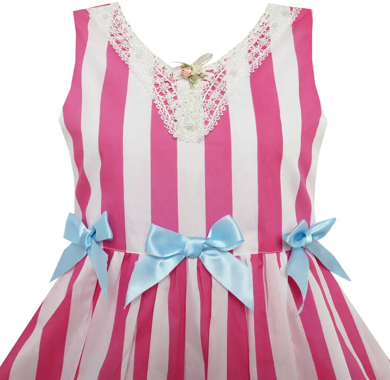 Sunny Fashion платья для девочек новогодние костюмы В полоску печенье Галстук-бабочка