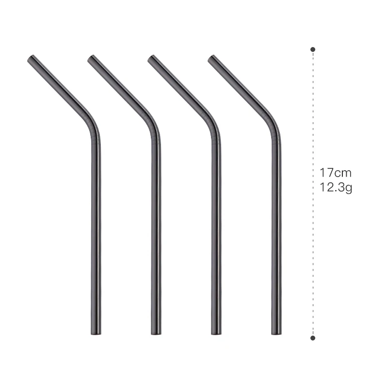Black Bent 18 см короткая Питьевая Солома для детей соломка из нержавеющей стали многоразовые 100 шт радужные металлические соломинки с кистями пищевой сорт для сочных - Цвет: Black Bent