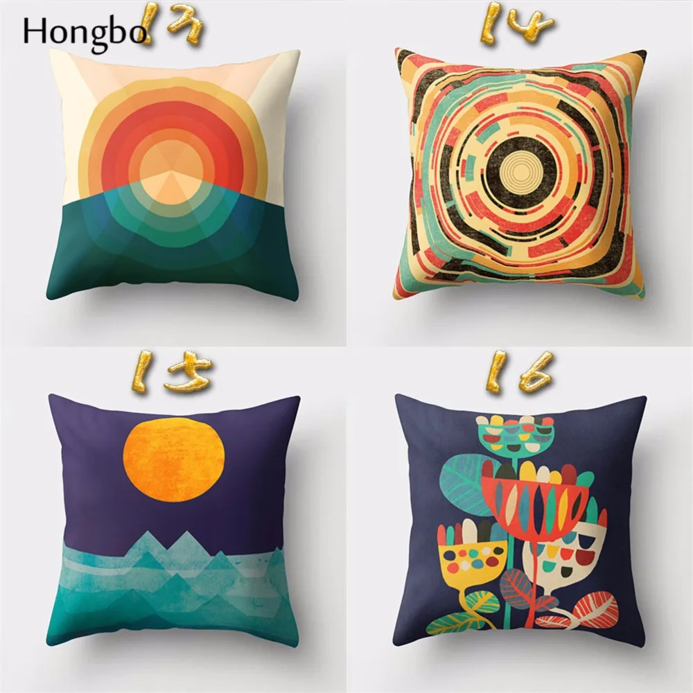 Hongbo 1 шт., креативный чехол для подушки с рисунком солнца, птиц, гор, чехол для подушки, наволочка для кровати, чехол для подушки для автомобиля, дивана, домашний декор