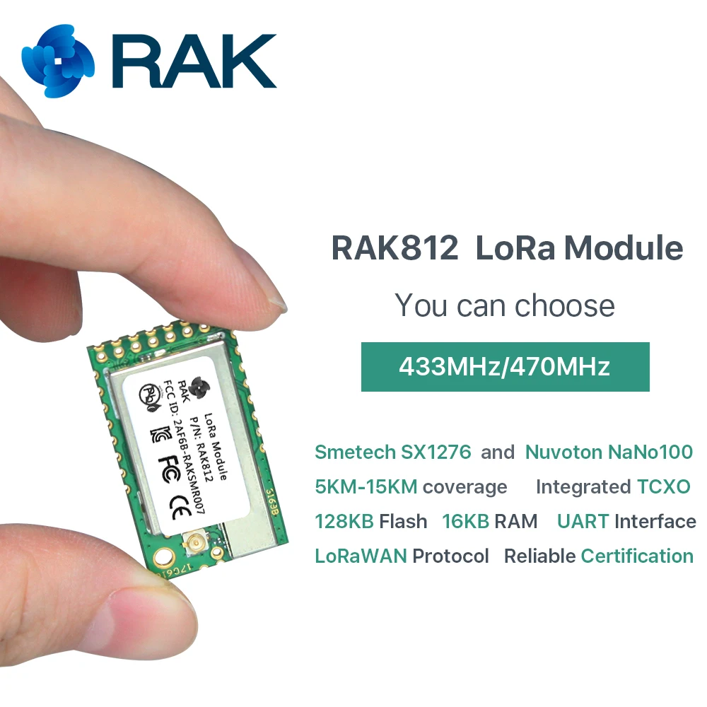 RAK812 низкая Мощность LoRaWAN модуль Комплексная TCXO Uart Беспроводной сетевой 433/470 мГц