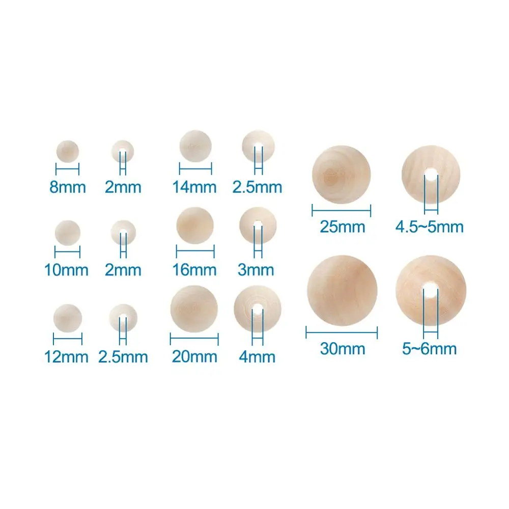 pandahall 8~30mm Round Wood Beads for Bracelets Necklaces Earrings Jewelry Making DIY Lead Free Moccasin | Украшения и аксессуары