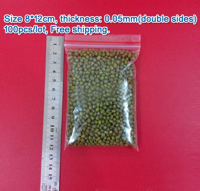 

100pcs/lot high quality Transparent PE Zip Lock jewelry Gift Packaging Bags, 8*12cm clear plastic bags for clothing storage
