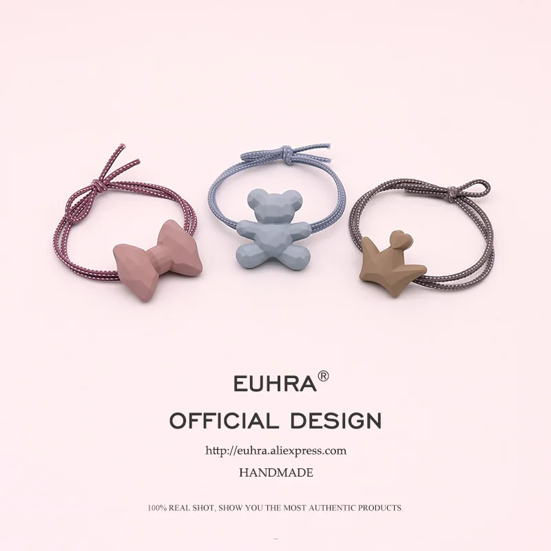 EUHRA, 3 вида, бант, медведь, корона, эластичные резинки для волос для женщин, девочек, лента для волос, Детская резинка