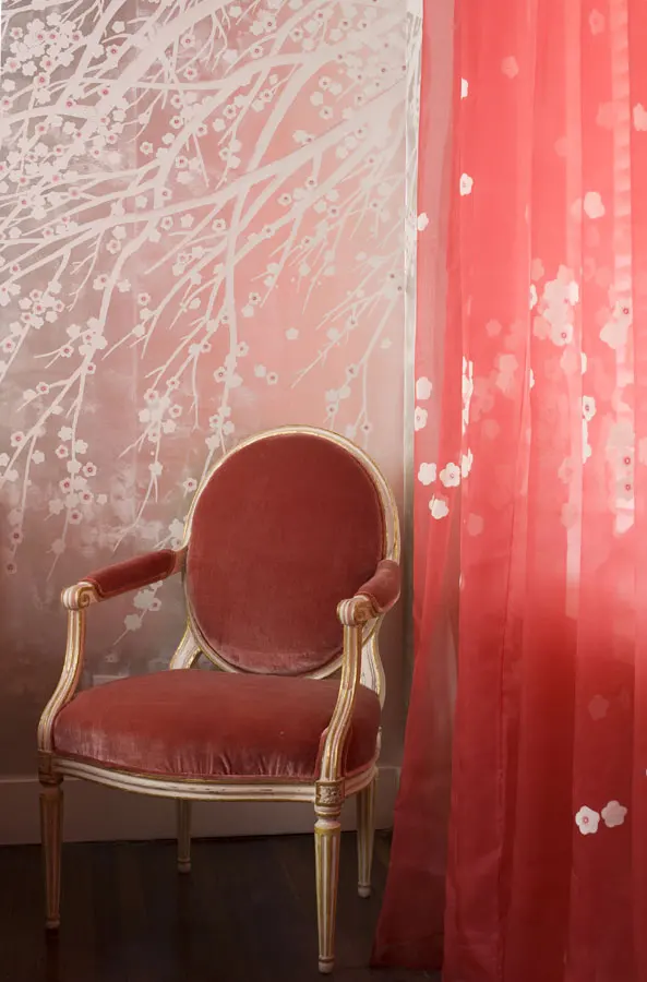 Классический стиль ручная роспись серебро/Золотая фольга обои живопись вишневые