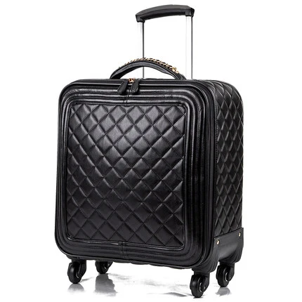 16 inch LeTrend Высококачественная Роскошная брендовая сумка на колёсиках, набор, Спиннер, высокая емкость, тележка, Ретро стиль, из искусственной кожи, 16/20 ', чемодан на колесиках - Цвет: 16 inch