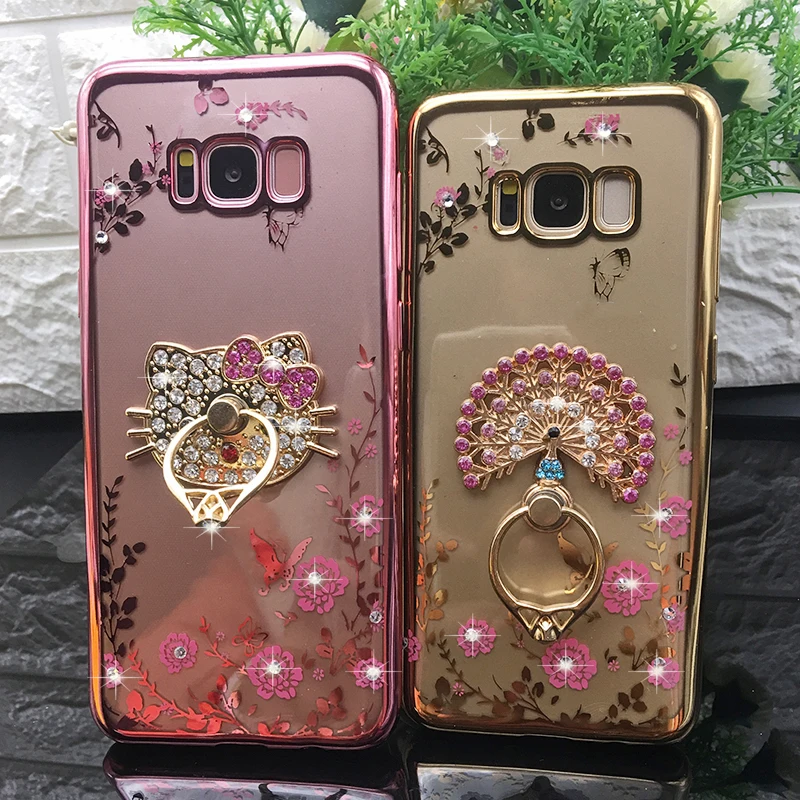 Новые роскошные KT кошка кольцо держатель телефона Чехлы для samsung S8 плюс S6 S7 край