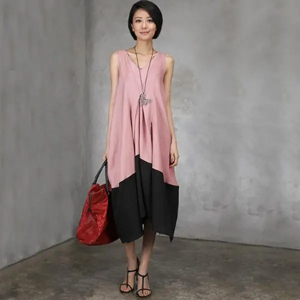 BUYKUD Женская Летняя мода Boho Сращивание свободное вечернее пляжное платье без