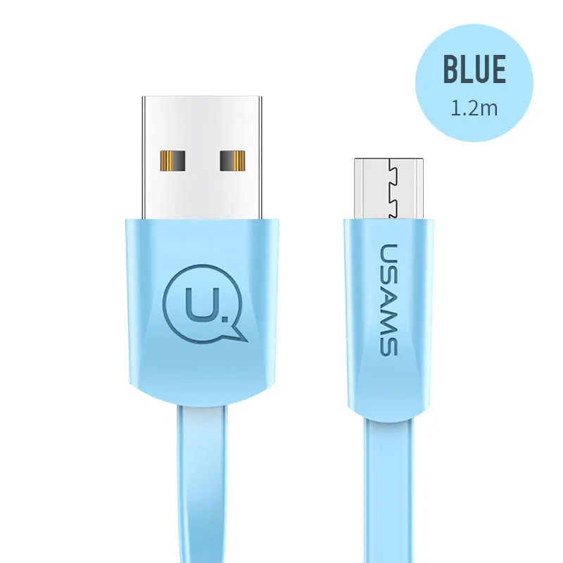 Flat Blue 10 шт./партия USAMS Micro USB кабель, кабель для синхронизации данных microusb для samsung xiaomi huawei Android мобильный телефон 10 micro - Цвет: Flat Blue