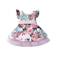 new toddler girl princess lace dress floral bow knot belt tutu ruffles dress sleeveless summer zipper sundress kids party outfit