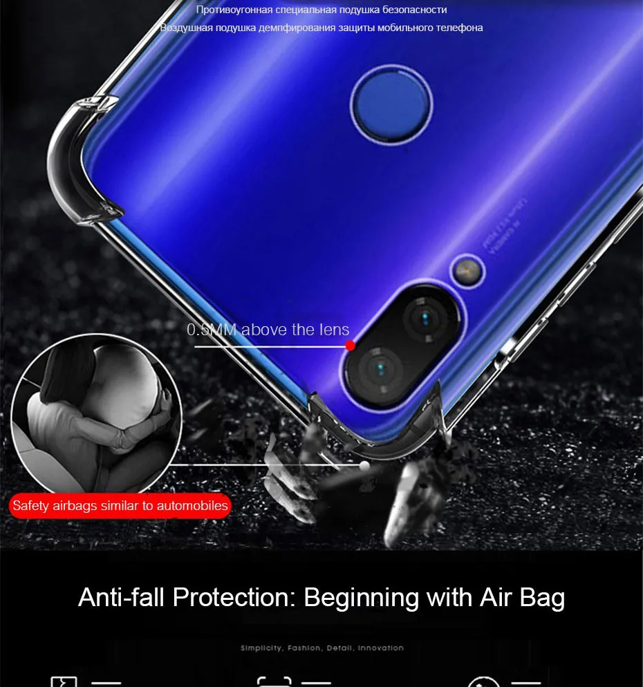 ZNP Силиконовый противоударный полный Чехол для Xiaomi Redmi Note 7 Redmi K20 Pro прозрачный мягкий чехол для телефона для Redmi 7 7A чехол