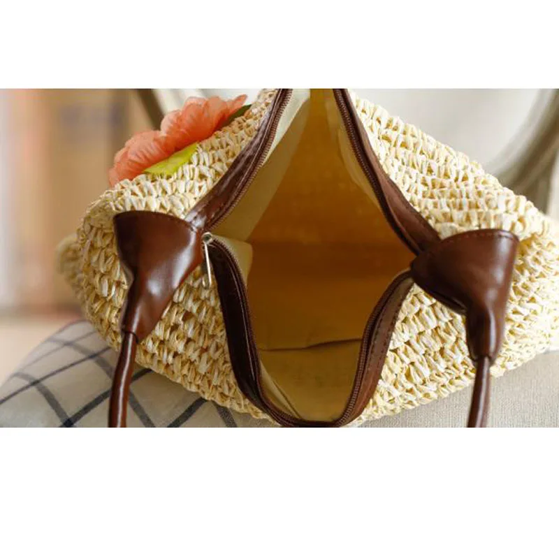 Пляжная соломенная сумка на молнии для женщин повседневные большие плетеные