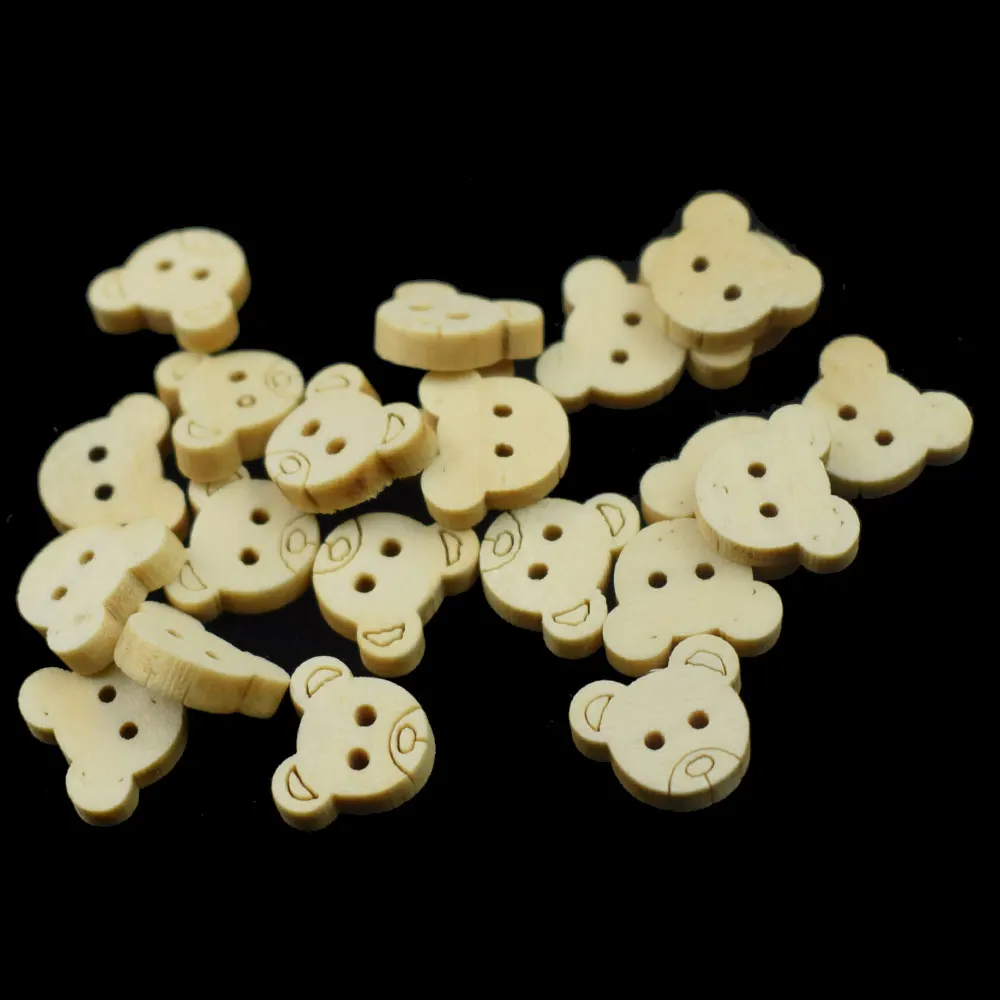 100 шт. деревянные пуговицы медведя натуральный цвет Одежда для кукол женская