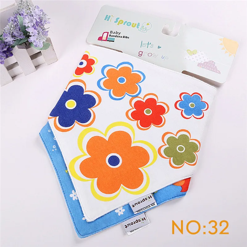 

Newborn Baby Cartoon Bibs WIth Buckle Cotton Soft Triangle Scarf Toddlers Cute Chestpiece Saliva Towel 2 Pcs/lot