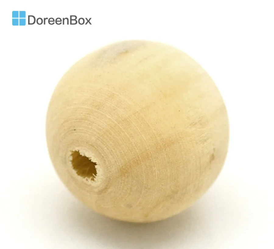 Doreen Box 50 шт натуральные круглые деревянные разделительные бусины для самостоятельного изготовления ювелирных изделий Компоненты 20 мм(3/") Размер отверстия: 3,8 мм(B18292