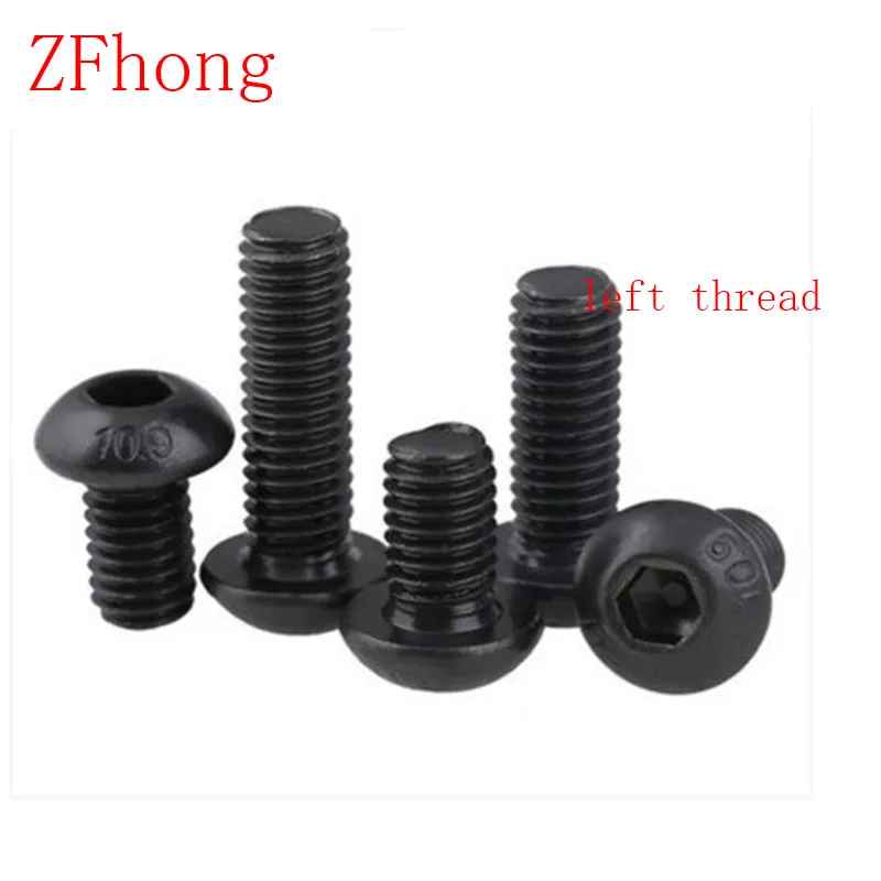 

10pcs ISO7380 M4*6/8/10/12/16/20/25 Steel with black left thread button head hex socket screw