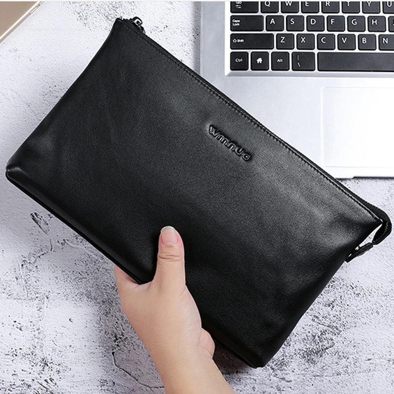 BAQI Brand Handbag Men Wallet Clutch Bag Genuine Leather Cowhide High Quality 2019 Fashion Purse Card Holder Men Ipad Phone Bag