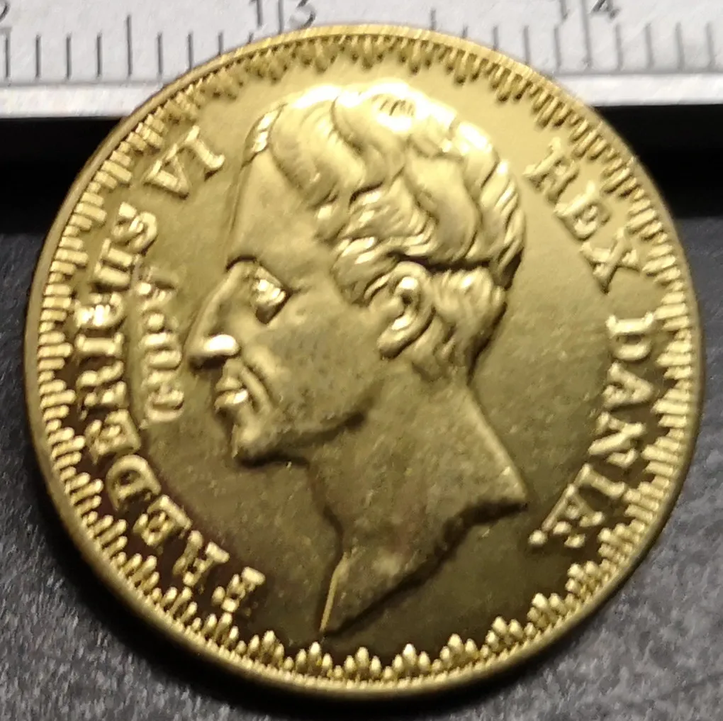 1831 ДАНИЯ 1 Фредерик 22K позолоченная копия монеты (тип 2) | Дом и сад