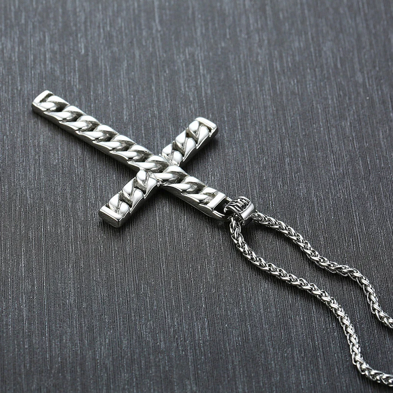 High Quality Men Cross Necklace Stainless Steel 60CM Chain Jesus Prayer Crucifix For Wome Best Gifts | Украшения и аксессуары