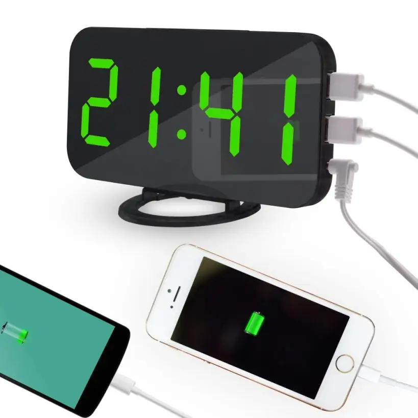 Светодиодный цифровой будильник с usb-портом для зарядного устройства телефона с сенсорной активировкой повтора сигнала A23 30