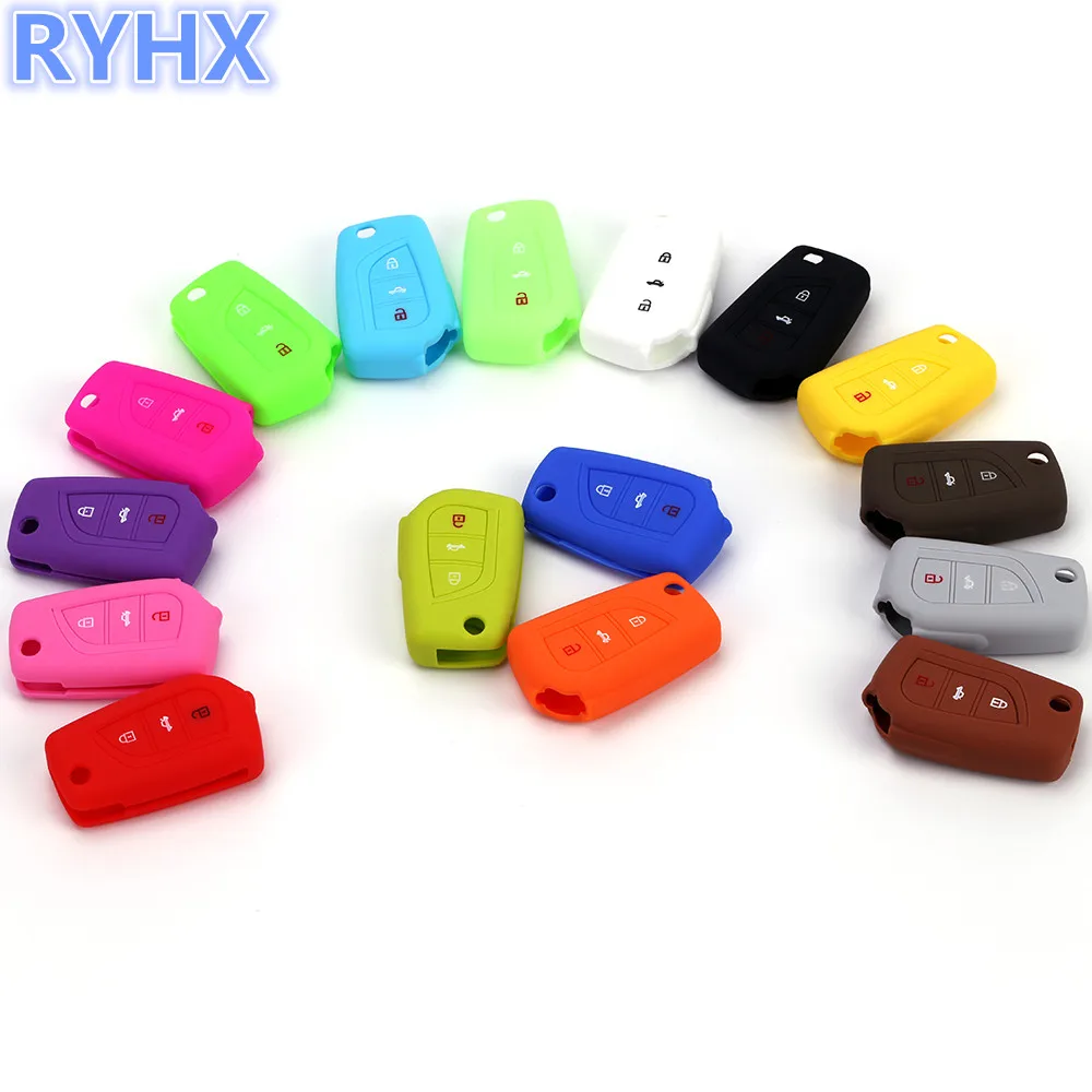 3 кнопки силиконовый Автомобильный Дистанционный брелок оболочки чехол для Toyota