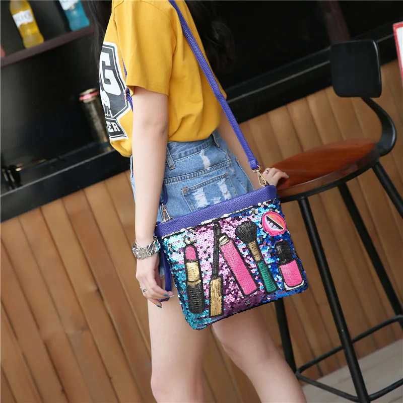 Adiyate Мода блестками Для женщин Курьерские сумки новый Губная помада Роскошные