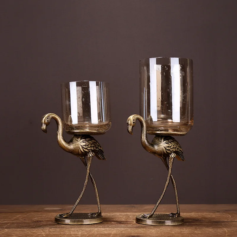 Европейский ретро стеклянный подсвечник металлический высококачественный для