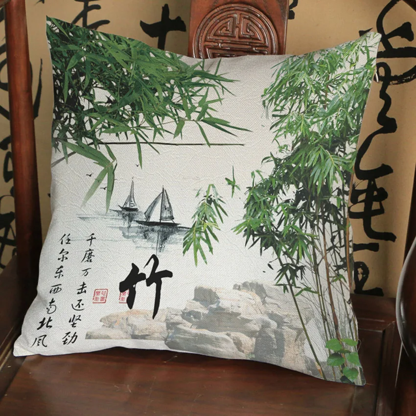Китайская поэма с плюмом Орхидея бамбук и хризантемы подушка принтом украшение