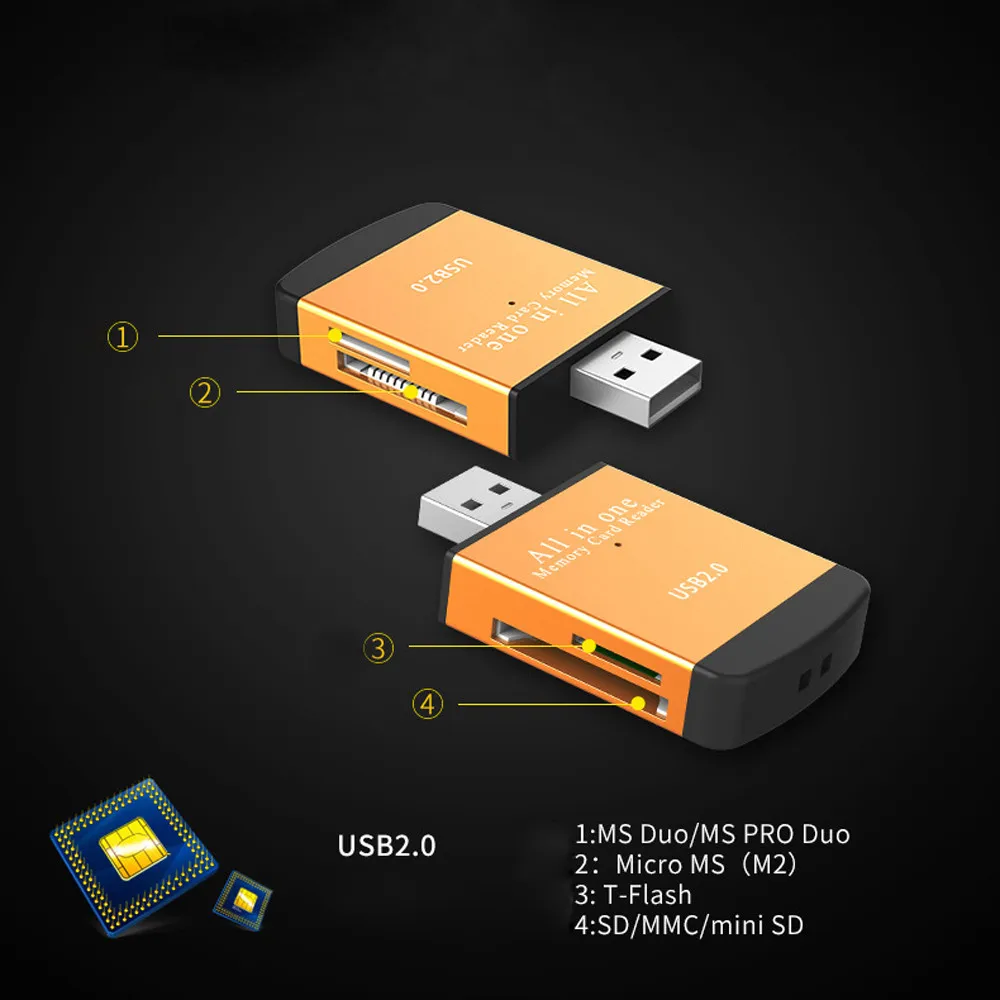 Устройство для чтения карт usb Флэш диск мини usb памяти легкий USB2.0 4-в-1 компактный флэш-накопитель карта памяти для устройства чтения sd-карт TF карты памяти MicroSD карта MS z65
