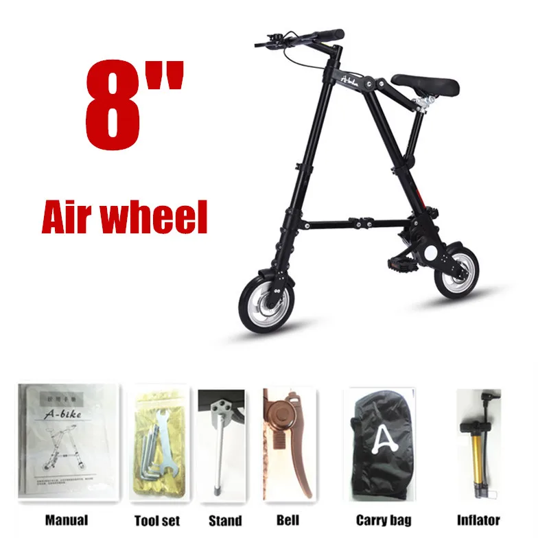 8 Air wheel black Абсолютно ультра светильник " /10" мини складной велосипед Портативный Открытый метро транспортных средств складной Bicicleta - Цвет: 8 Air wheel black