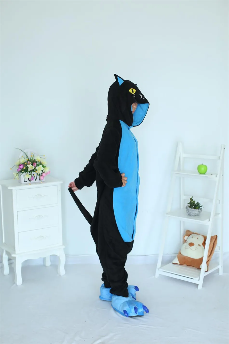 Костюм для косплея кигуруми женская пижама комбинезон в виде черной кошки стиле