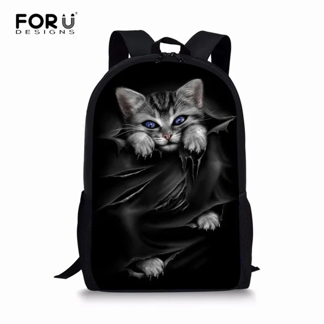 FORUDESIGNS/3 шт./компл. школьные сумки для девочек милые черная кошка печать детский ортопедический Рюкзак Детские книжные сумки Mochila Infantil - Цвет: L5068C