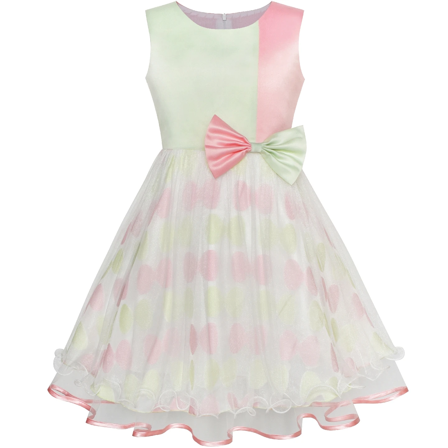 Flower Girl Dress Bow Tie Pink White Color Contrast Sundress 2020 Summer Princess Wedding Party Dresses Kids Clothes Pageant | Детская