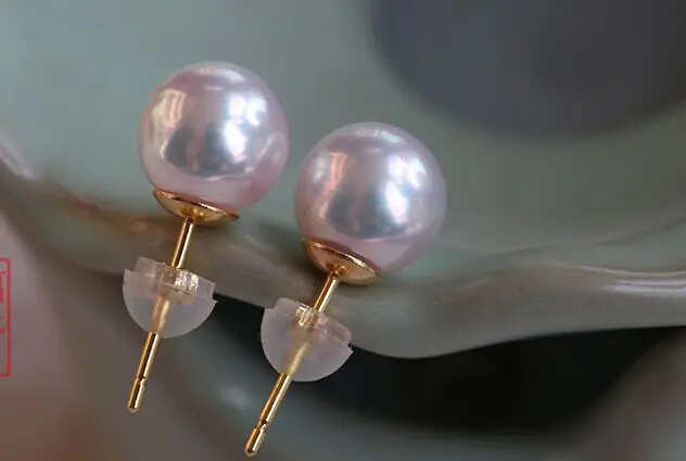 AAA10 11mm круглые серьги гвоздики из белого жемчуга в Южно морском стиле 18/желтое