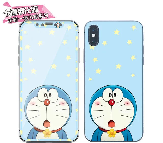 Мультфильм моя мелодия Doraemon стежка 3D передняя+ задняя пленка блестящее закаленное стекло для iPhone XR X XS Max Сейлор Мун протектор экрана