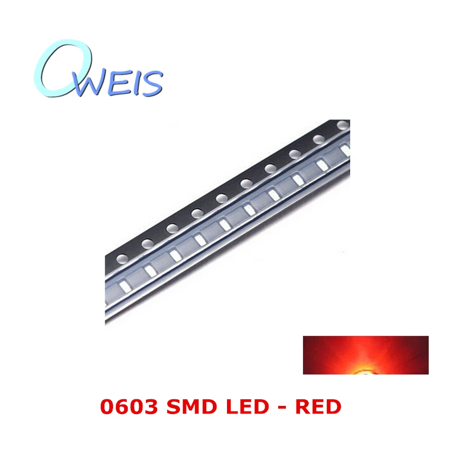 

50PCS 0603 super bright RED SMD LED 1608 1.6*0.8mm 0603 RED sign light emitting diode light beads lamp FREE SHIPPING