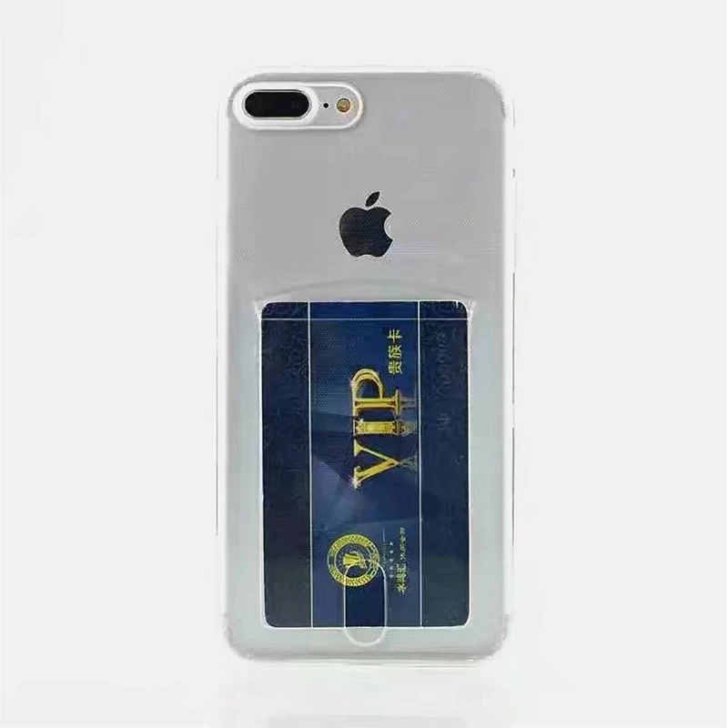 Роскошный мягкий чехол из ТПУ для карт ID Iphone XS MAX XR X 10 8 7 6 Plus Coque Card Pocket Прозрачный