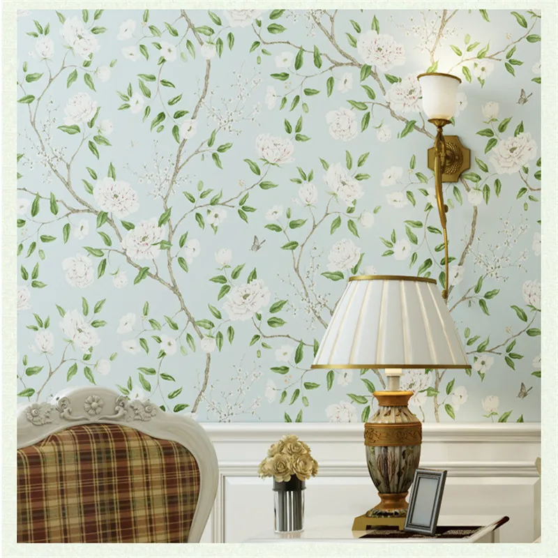 

Wallpapers Youman American Rural Fresh Big Flower Non-woven PurePaper Living Room Television Environmental Protection Wallpaper