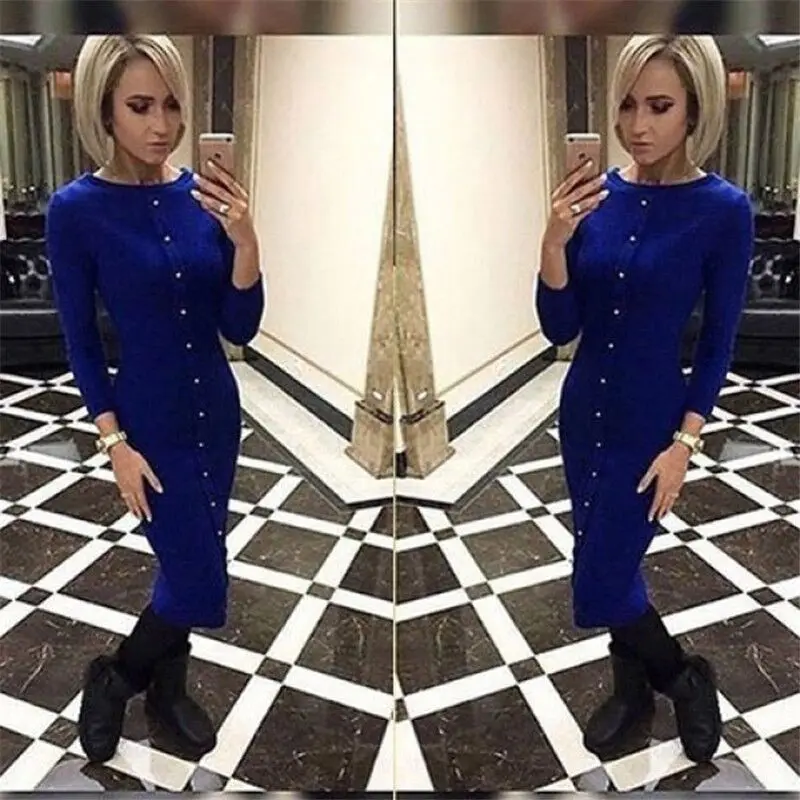 2018 Wankou Повседневное женское платье Красный Bodycon женский Vestidos украсить Пуговицы o