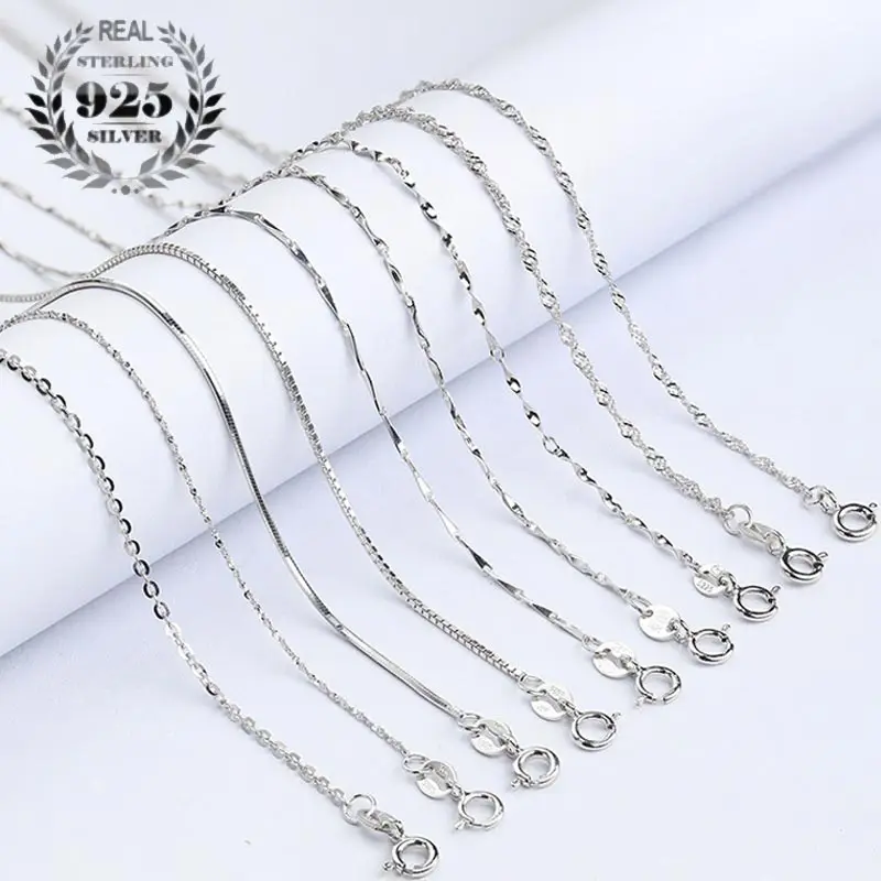 0.7mm-1.0mm Pure Sliver Snake Chain Necklace Fashion S925 Sterling For Women Silver Jewelry 2022 | Украшения и аксессуары