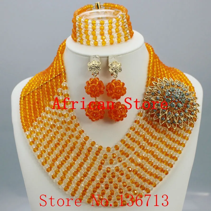 

Fashion Costume Bridal Imitation Pearl Nigerian Wedding African Beads Jewelry Set Crystal Indian Necklace and Earring set L168