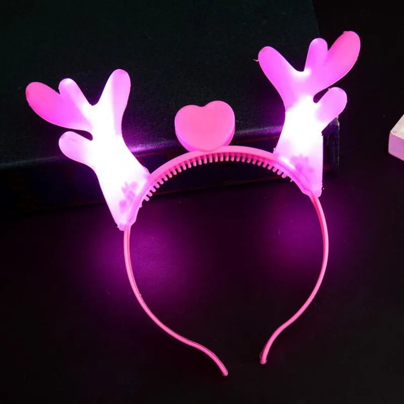 

New LED Glowing Deer Elk Horn Headband Adults Kids Antler Flashing Hair Band Headwear Birthday Glow Party Supplies Halloween