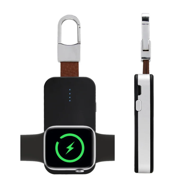 QI Беспроводное зарядное устройство банка мощности для IWatch IPhone портативное мини беспроводное зарядное устройство Внешний аккумулятор брелок 1000 мАч