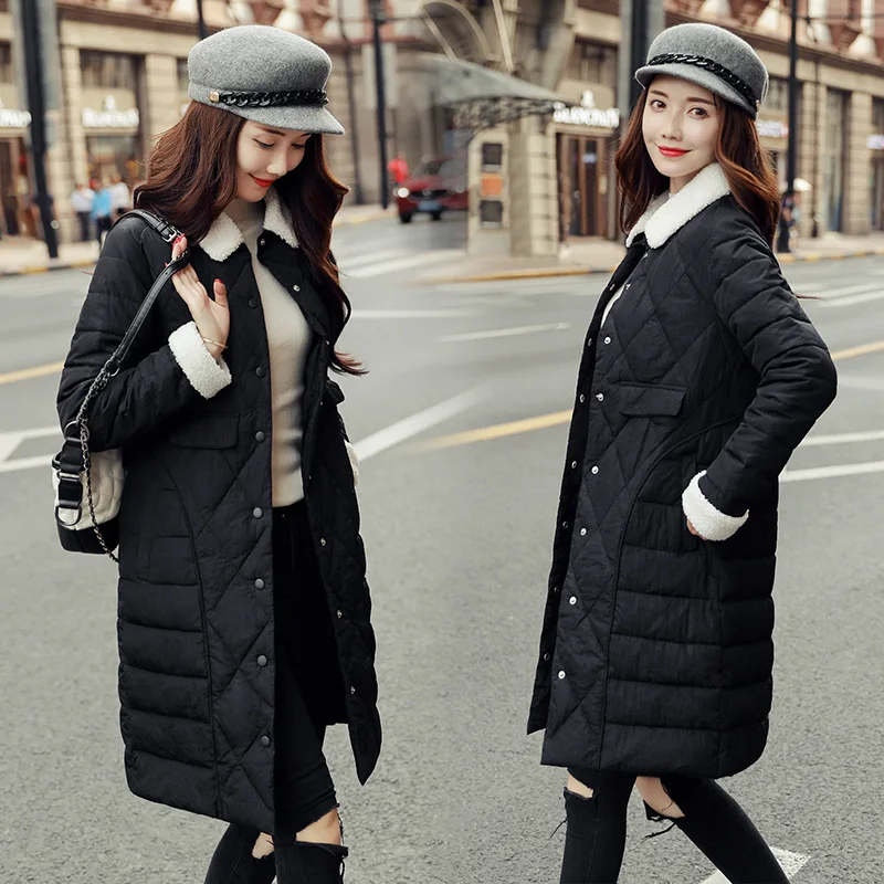 Зимняя куртка парка 2019 осенняя Женская Корейская хлопковая стеганая пальто