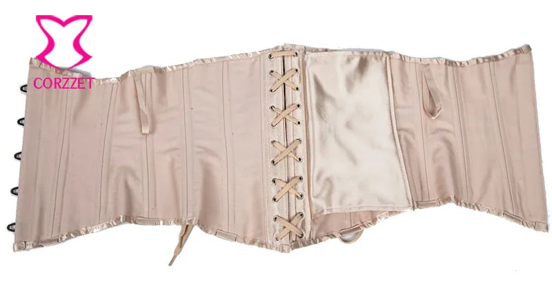 Бежевый Атласный Женский Регулируемый корсет для талии 24 стальные корсеты
