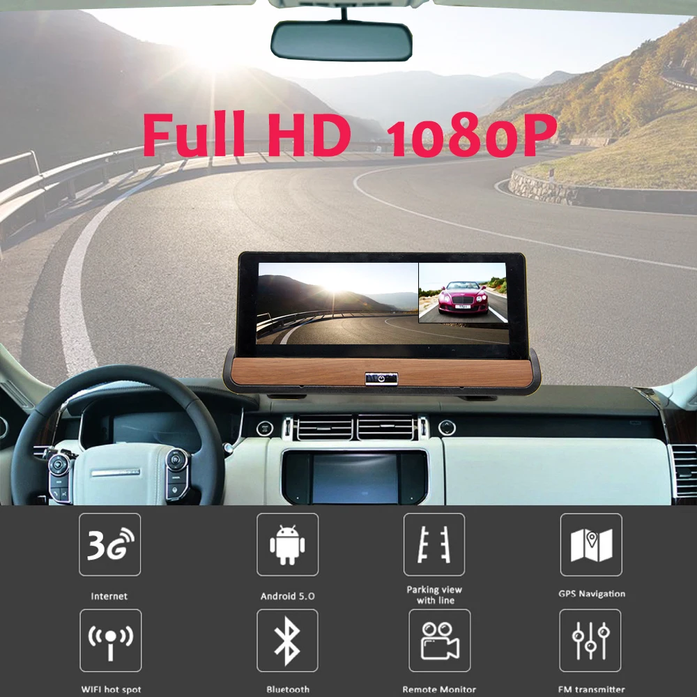 Bluavido 6,8" ips 3g Android Dash камера FHD 1080P Автомобильный видеорегистратор gps навигация Bluetooth двойной объектив Автомобильный видеорегистратор удаленный монитор