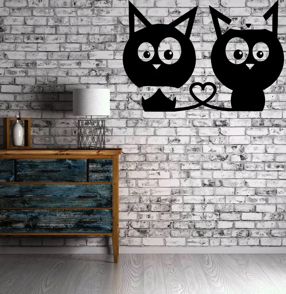 

Kittens Love Heart Wall Mural Vinyl Art Sticker For Kids Room Bedroom Removable Home Decor Cat Wall Decals Perfect Quality ZA972