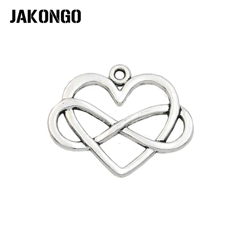 JAKONGO антикварные посеребренные бесконечные сердца любовь шармы для изготовления