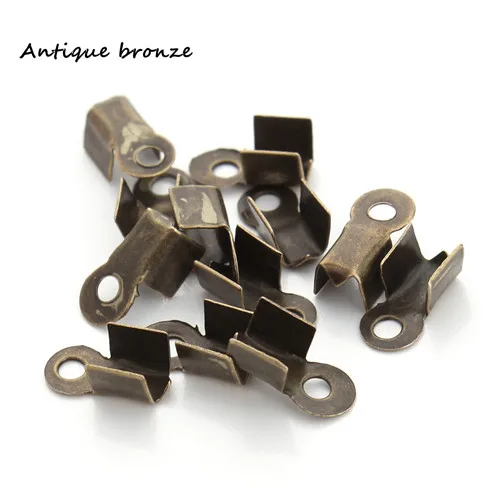 100pcs bronze 100 шт. замочки с кожаными замочками Серебристые/Золотые/бронзовые загибающиеся концы шнура крепеж для ювелирных изделий Аксессуары - Цвет: 100pcs bronze