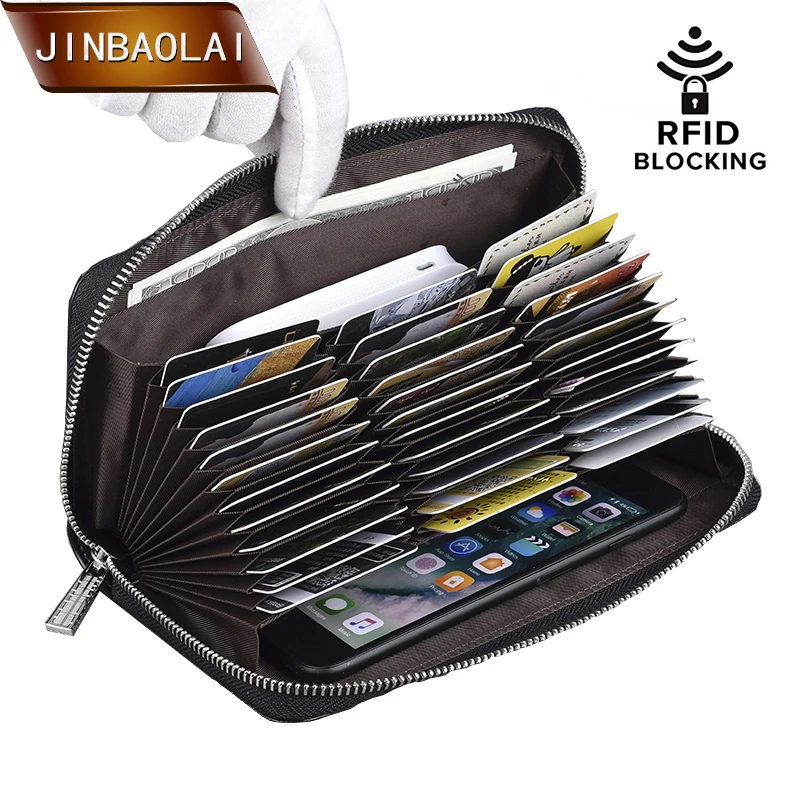 JINBAOLAI, кредитный держатель для карт, кошелек, 36, держатель для карт, RFID Блокировка, кошелек для паспорта, мужской кожаный кошелек на молнии, кошелек для путешествий, клатч